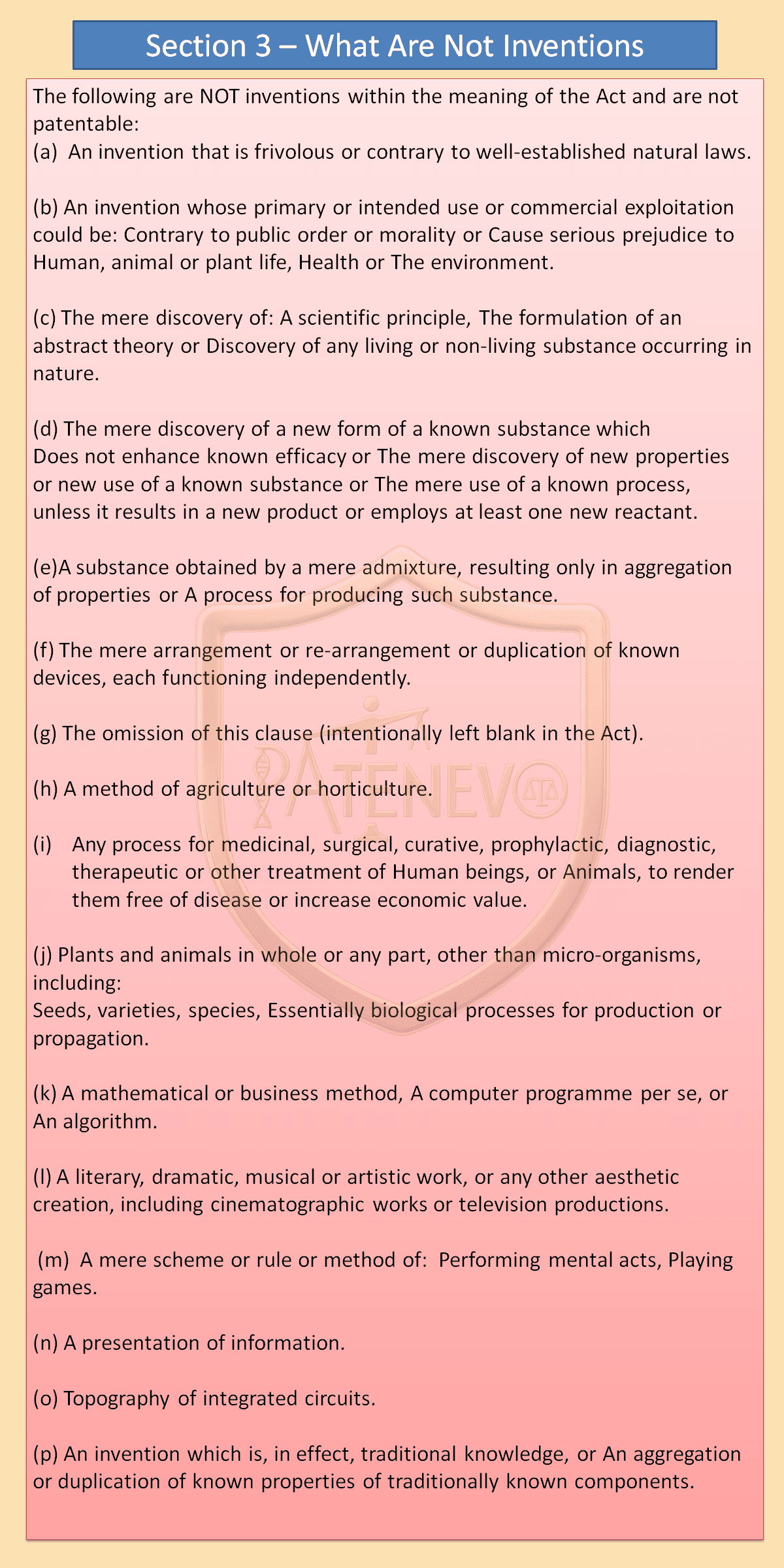 Section 3 and 4 patent act 1970 by patenevo